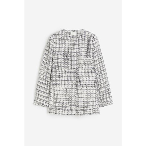 White/Black Plaid Boucle Jacket Size S - Picture 7 of 8